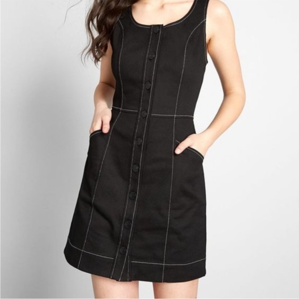 ModCloth Black Casual Plans Denim Dress size 12.